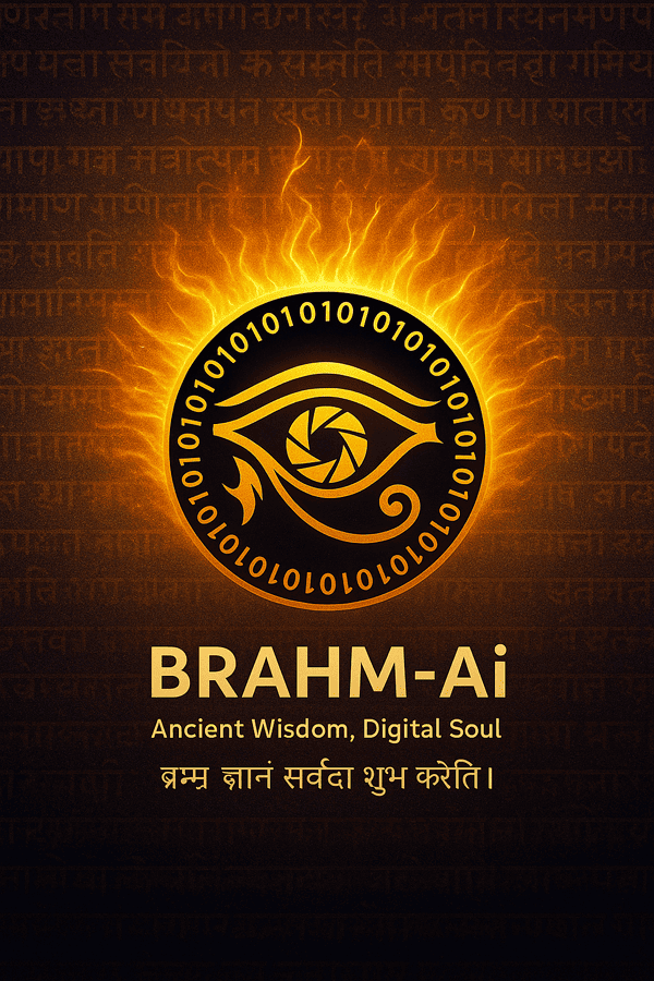 Brahm-Ai emblem poster — Ancient Wisdom, Digital Soul